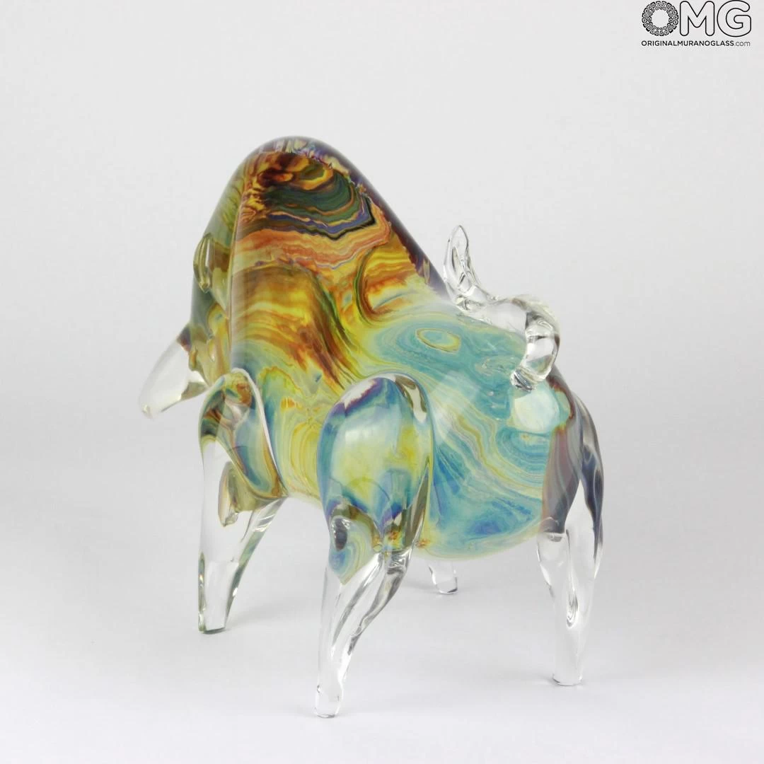 Bull - Sculpture In Chalcedony - Original Murano Glass OMG - Image 6