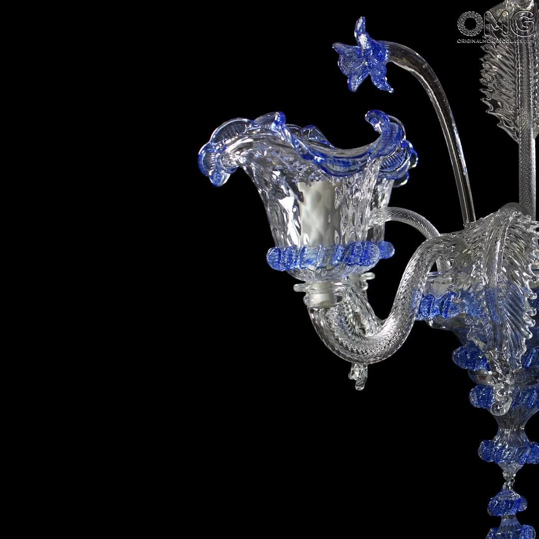 Sconce Wall Lamp Elegante - Blue - Murano Glass - 2 Lights - Image 7