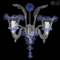 Sconce Wall Lamp Elegante - Blue - Murano Glass - 2 Lights