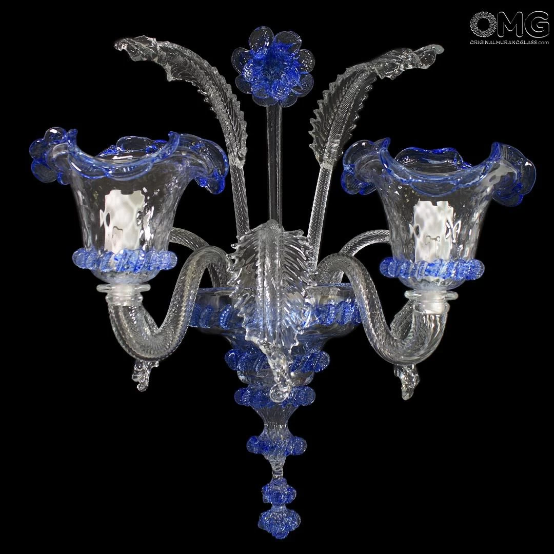 Sconce Wall Lamp Elegante - Blue - Murano Glass - 2 Lights