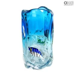 Fishes Vase Blue - Venetian Vase - Original Murano Glass