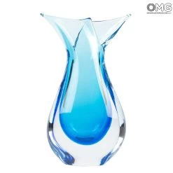 Vase Fish - Cyan Sommerso - Original Murano Glass OMG