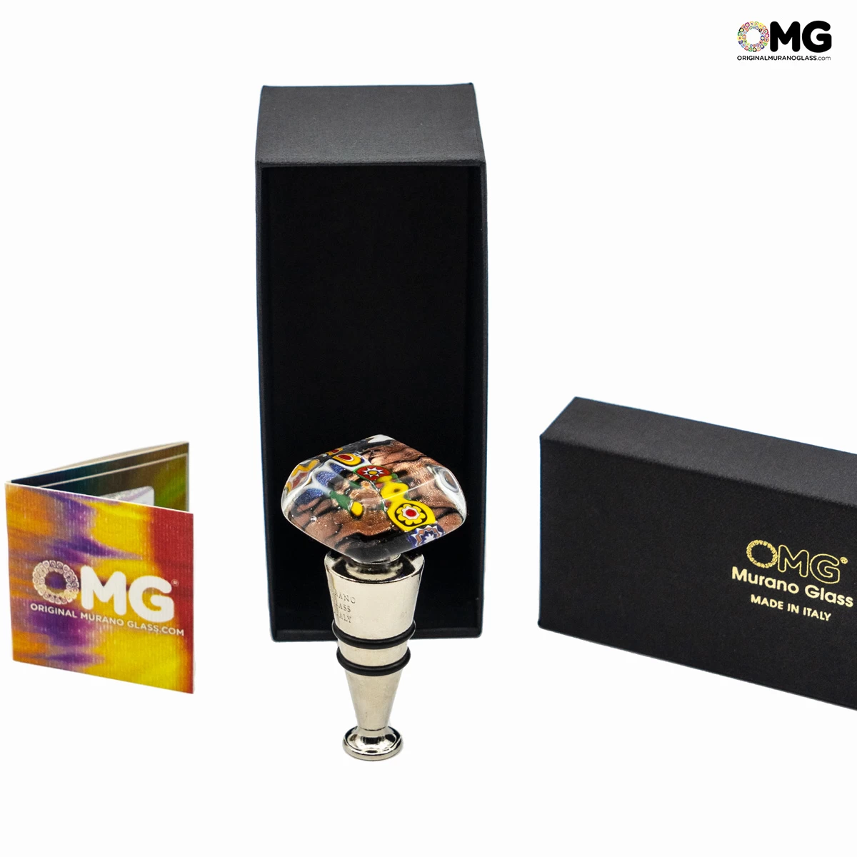 Bottle Stopper Avventurine Millefiori - Original Murano Glass OMG® + Gift Box - Image 2