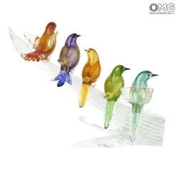 Sparrows On A Branch - Gold 24kt - Original Murano Glass OMG