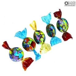 5 Pieces Venetian Glass Candies - Round Macete - Murano Glass