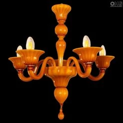 Venetian Chandelier - Pumpkin - Original Murano Glass