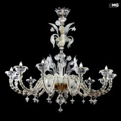 Venetian Chandelier 12 Lights Cimiero Crystal And Gold - Rezzonico - Murano Glass