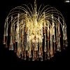 Drop Chandelier In Clear Glass And Amber - Original Murano Glass OMG