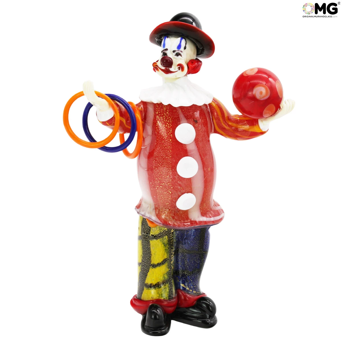 Clown Figurine Juggler - Original Murano Glass OMG