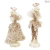 Couple Goldoni Sculpture White - Venetian Figurines Original Murano Glass
