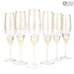 Champagne Drinking Glass Barocco Flutes - 6 Pieces Set