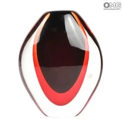 Vase Drop Red Sommerso Murano Glass
