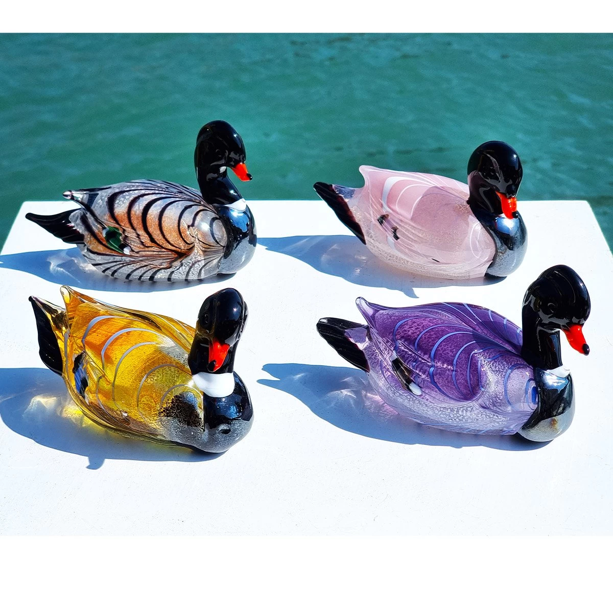 Duck - Orange And Light Blue - Original Murano Glass OMG - Image 2