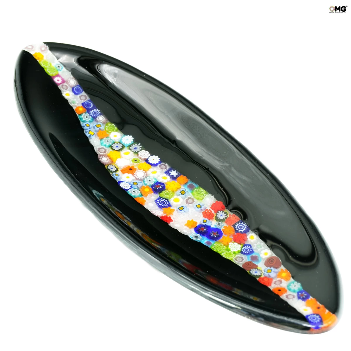 Millefiori Plate Black - Fused Glass - Empty Pockets