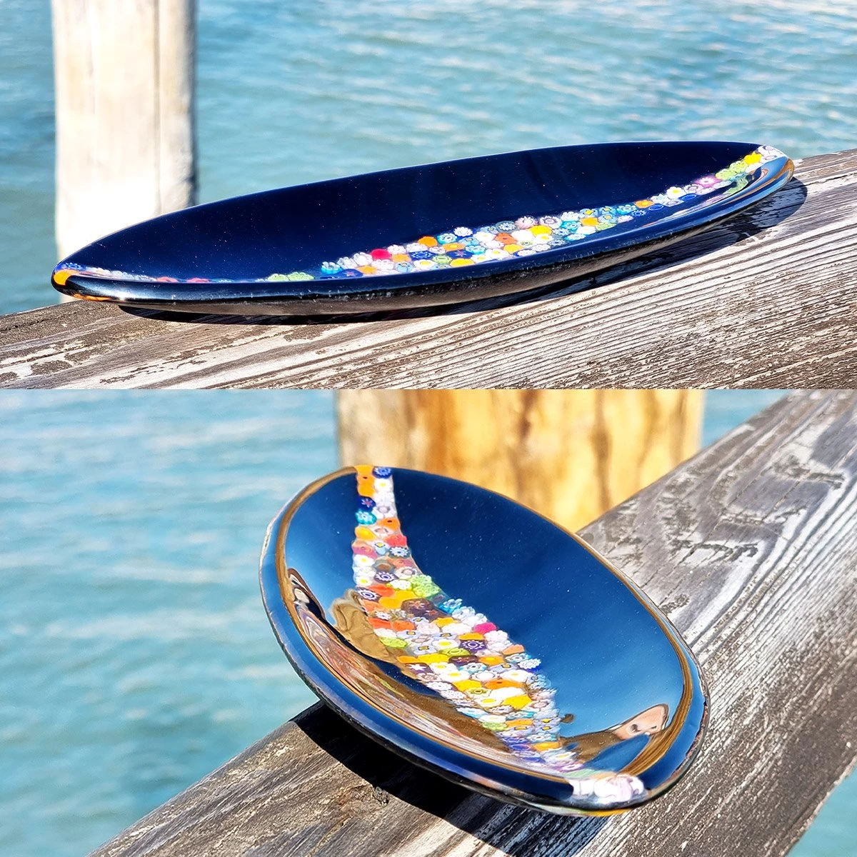 Millefiori Plate Black - Fused Glass - Empty Pockets - Image 2