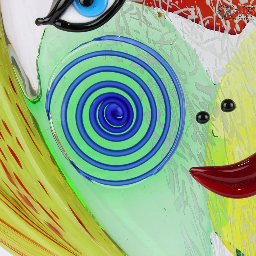 Green Hair Girl - Cubism - Original Murano Glass - Image 3