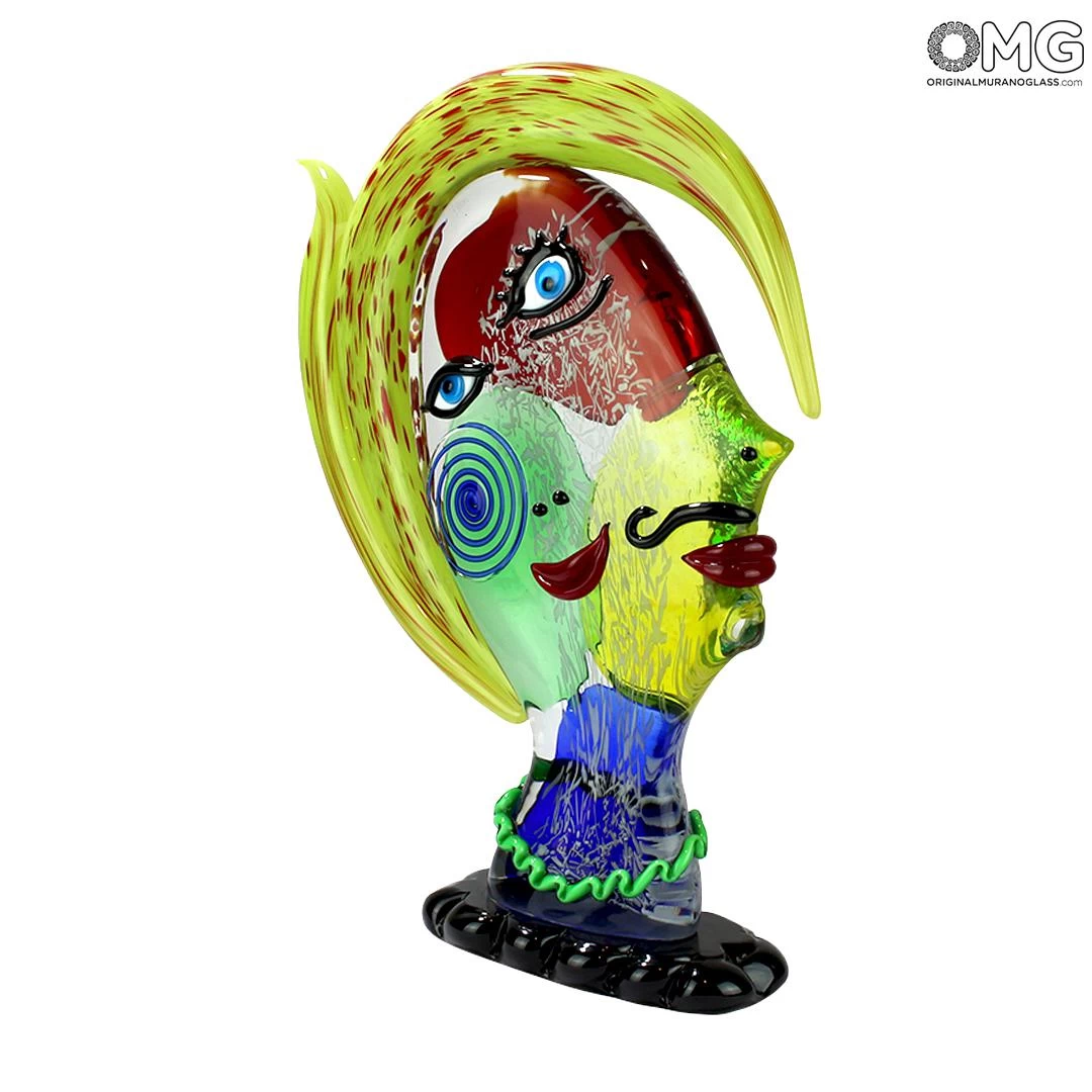 Green Hair Girl - Cubism - Original Murano Glass - Image 7