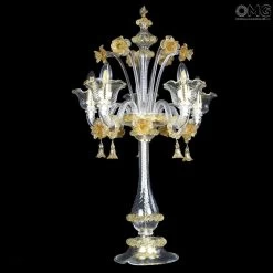 Table Lamp Flambeau - Floral - Murano Glass - 5 Light
