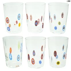 Set Of 6 Drinking Glasses - Sorrento - Goto - Millefiori - Original Murano Glass OMG