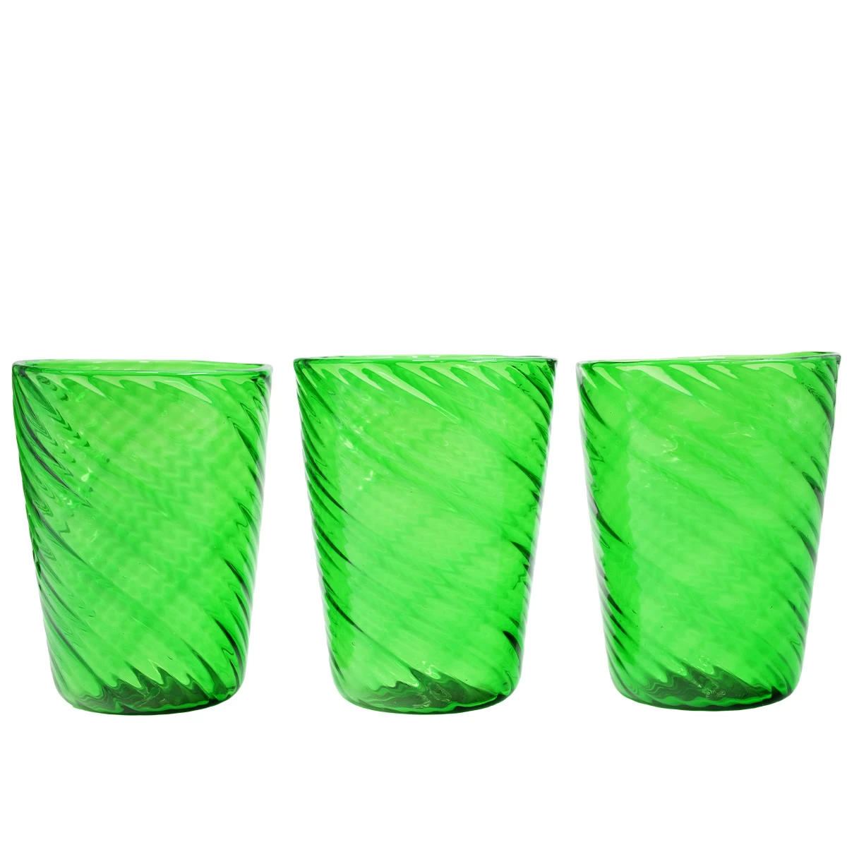 Set Of 6 Drinking Glasses Twisted - Green - Original Murano Glass - Image 3