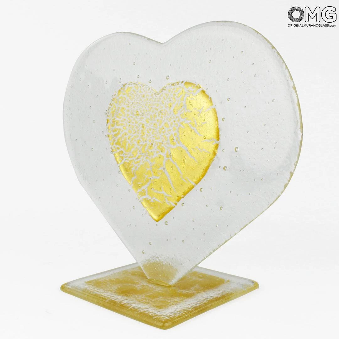 Heart Love - Clear Glass With Pure Gold - Original Murano Glass Omg - Image 2