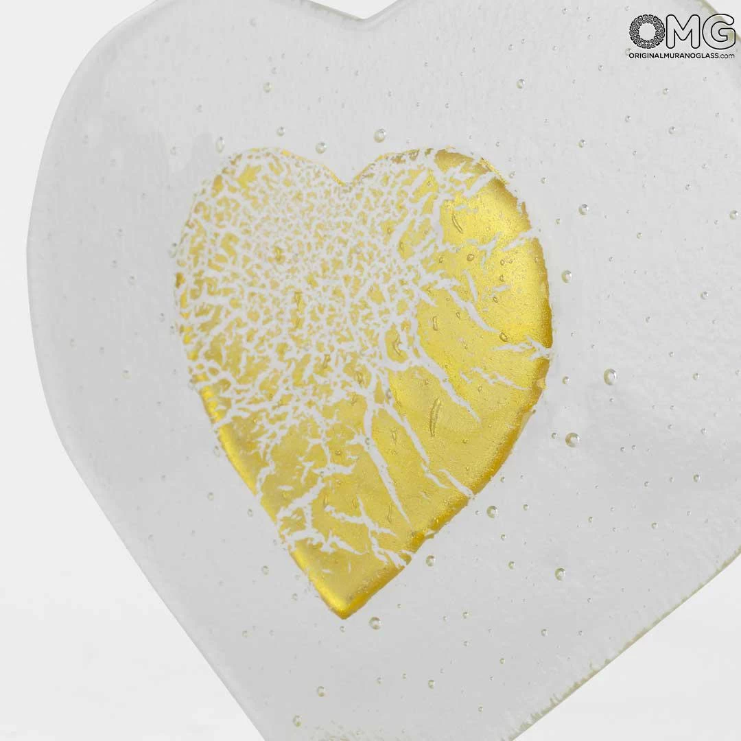 Heart Love - Clear Glass With Pure Gold - Original Murano Glass Omg - Image 3