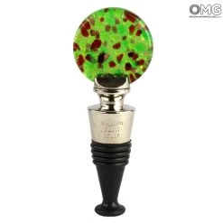 Bottle Stopper Silver Green - Original Murano Glass OMG® + Gift Box