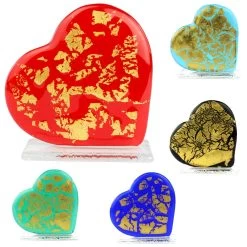 My Love - Heart Glass With Pure Gold - Original Murano Glass OMG