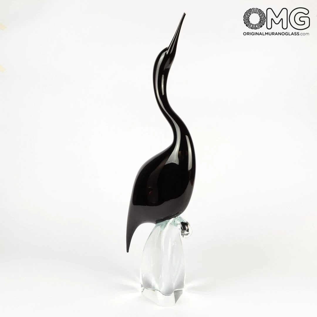 Black Heron Male - Glass Sculpture - Original Murano Glass OMG - Image 2