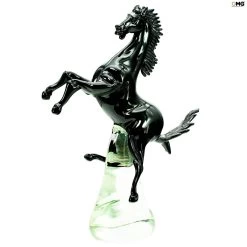 Rampant Horse On Base - Fine Sculpture - Original Murano Glass OMG