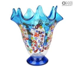 Ibisco Light Blue - Vase - Murano Glass Millefiori