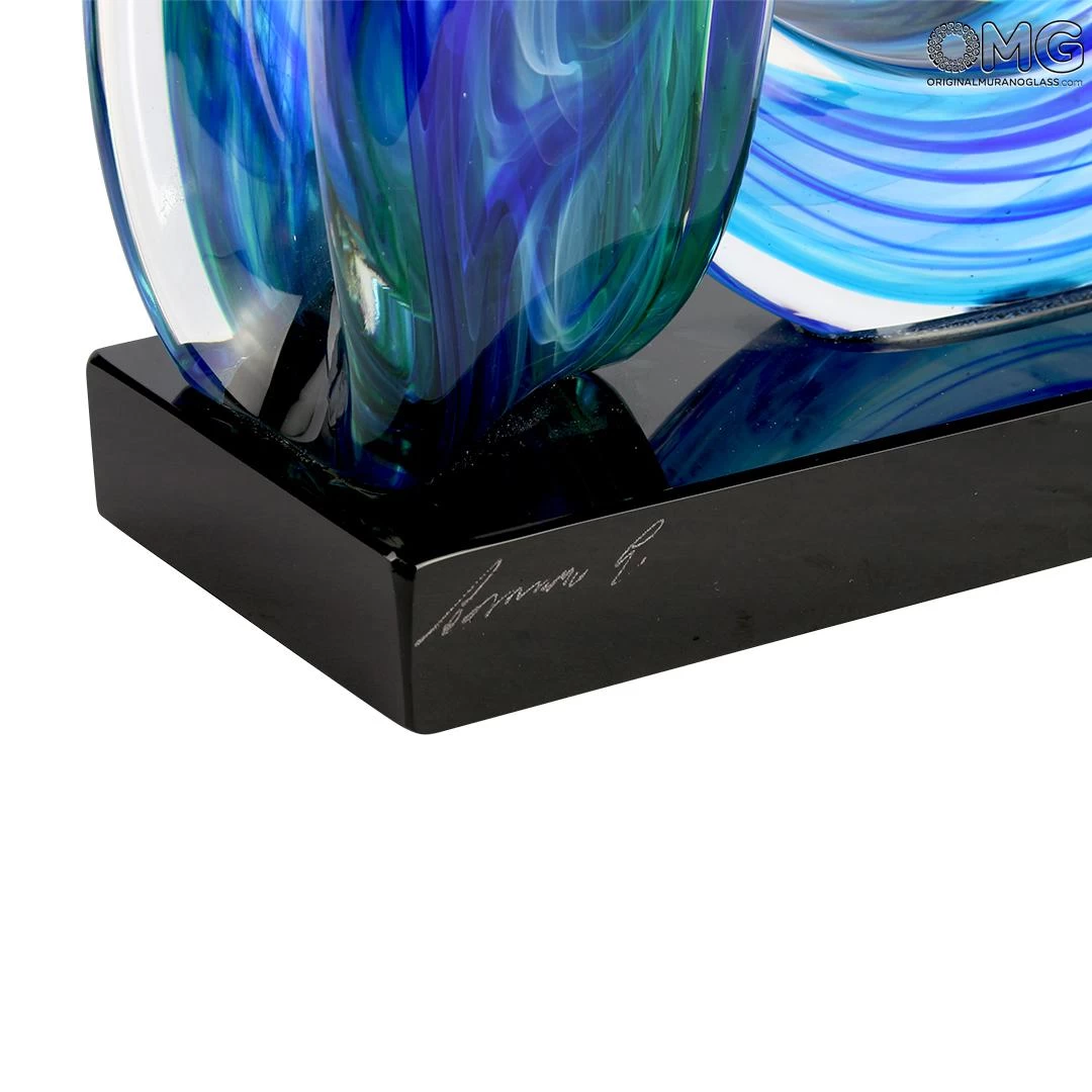 Wave Of The Blue Sea - Sculpture - Original Murano Glass OMG - Image 5