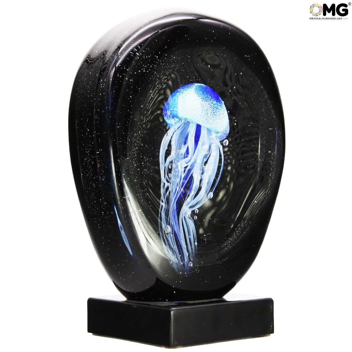 Blue Jellyfish Scultpure Sommerso With Led Lamp - Original Murano Glass Omg - Image 3