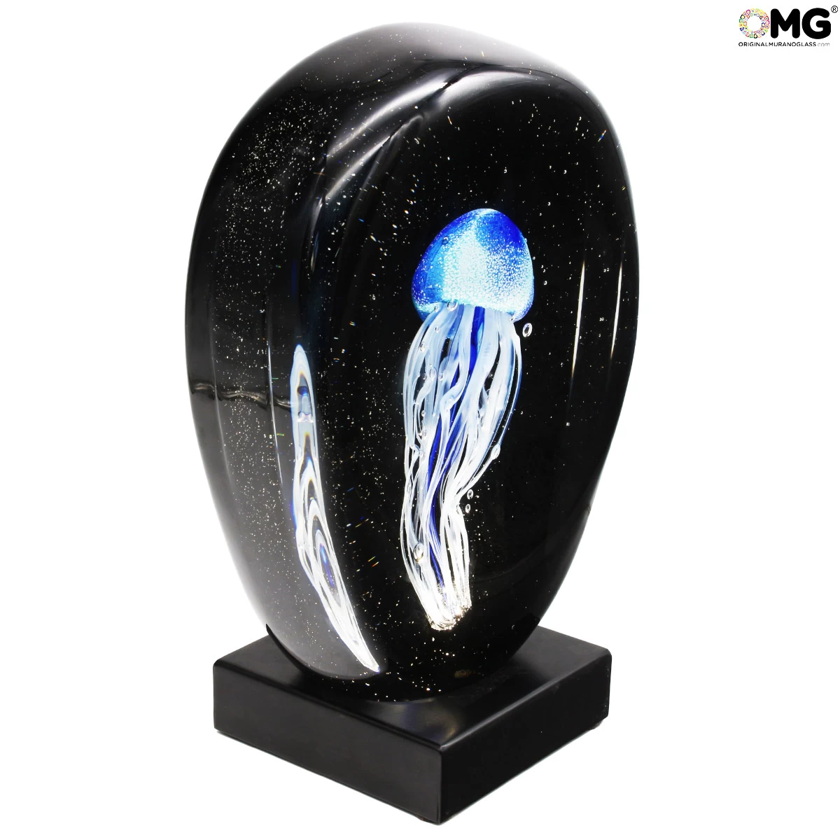 Blue Jellyfish Scultpure Sommerso With Led Lamp - Original Murano Glass Omg - Image 5