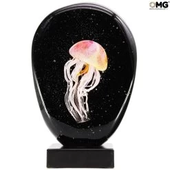 Exotic Pink Jellyfish Scultpure Sommerso With Led Lamp - Original Murano Glass Omg