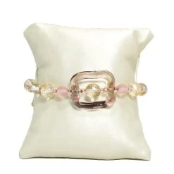 Bracelet Riga - Pink And Gold - Original Murano Glass OMG