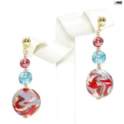 Earrings Berlin - Reds With Aventurine - Original Murano Glass OMG