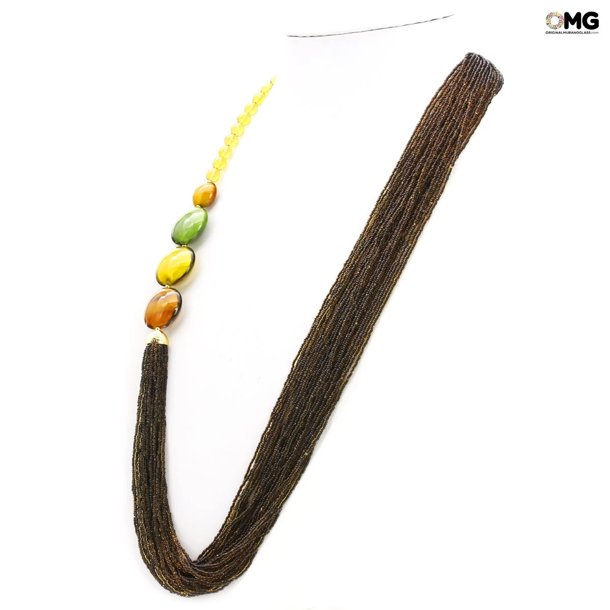 Necklace Millefili Conterie - Flavia - Amber - Original Murano Glass OMG - Image 3