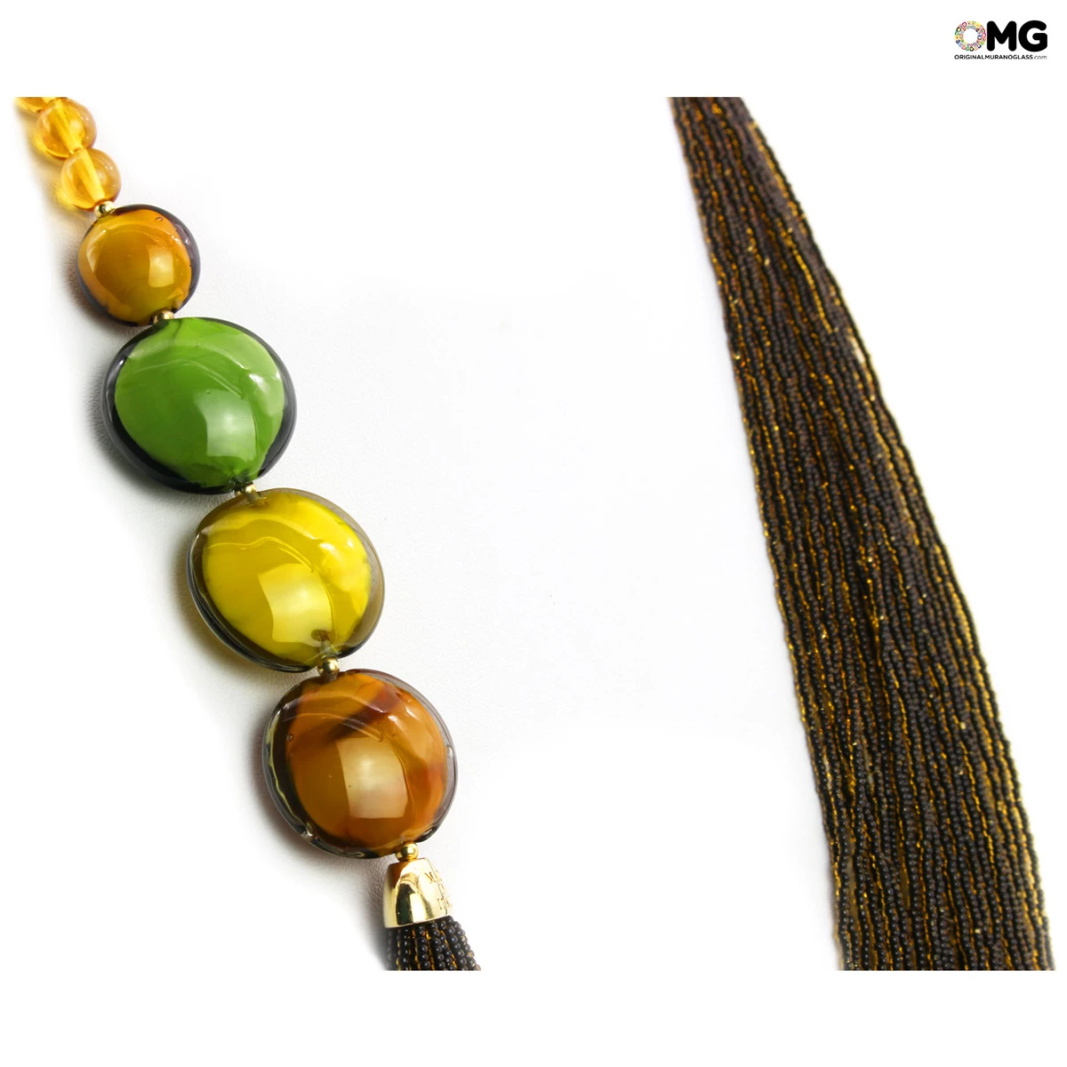 Necklace Millefili Conterie - Flavia - Amber - Original Murano Glass OMG - Image 4
