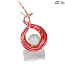 Disco Red Curl - Sculpture - Murano Glass