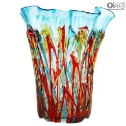 Fantasy Lava - Light Blue Napkins Vase - Original Murano Glass