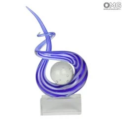 Disco Blue Curl - Sculpture - Murano Glass