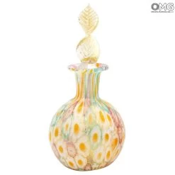 Scent Bottle - Pink Millefiori And Gold Leaf - Original Murano Glass OMG