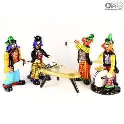 Band Of Clown Figurines Music Players Original Murano Glass OMG