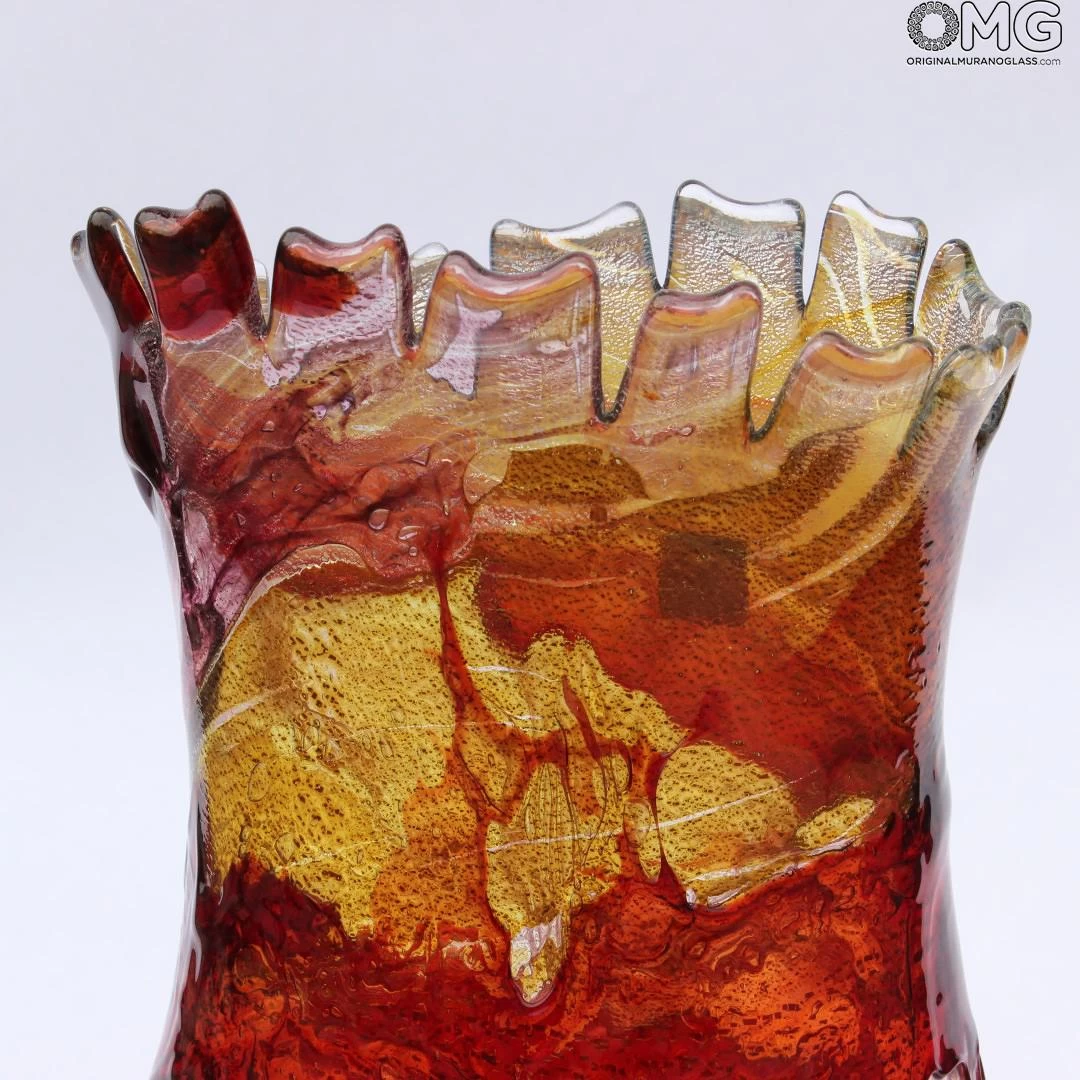 Sbruffi Vase Centerpiece Alexis Amber - Murano Glass - Image 2