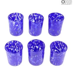 Set Of 6 Drinking Glasses Blue Limoncello - Original Murano Glass