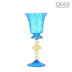 Venetian Goblet Stem Aquamarine - Murano Glass
