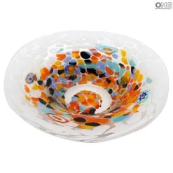 Rainbow Bowl Centerpiece - White - Original Murano Glass OMG