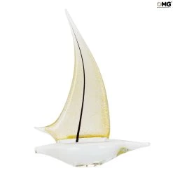 Sail Boat - Gold 24 Kt - Original Murano Glass OMG