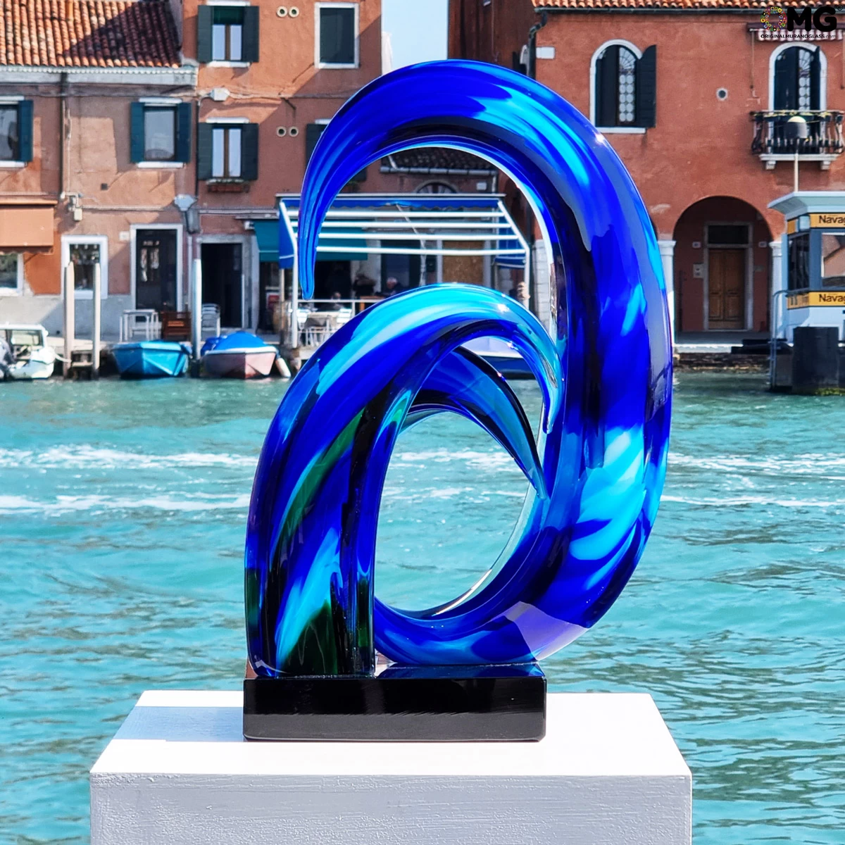 Wave Of The Blue Sea - Sculpture - Original Murano Glass OMG - Image 2